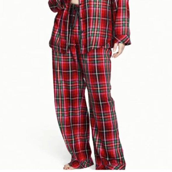 Victoria's Secret Tartan Shimmer Plaid Pajama Pants Elastic Waist Tie XXL NWT - Picture 1 of 7